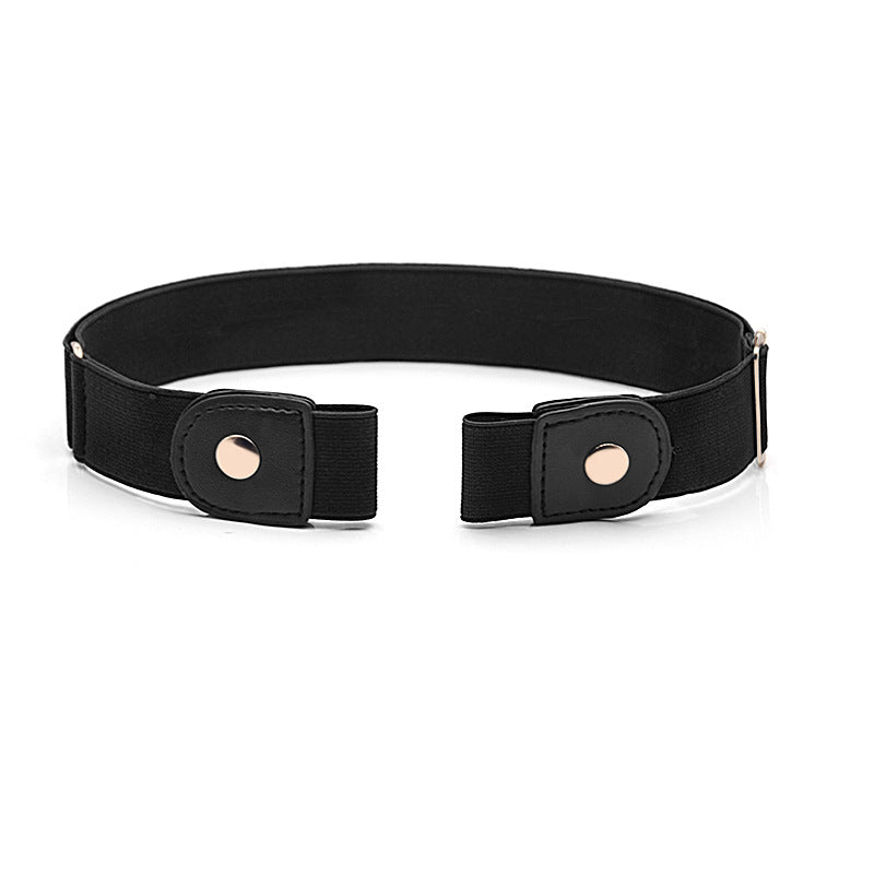 Spot leather elastic belt black