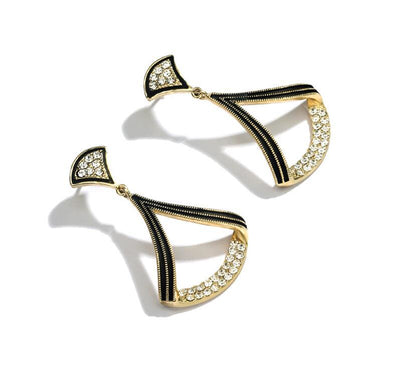 925 Silver Needle Fan Pendant Earrings