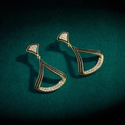 925 Silver Needle Fan Pendant Earrings