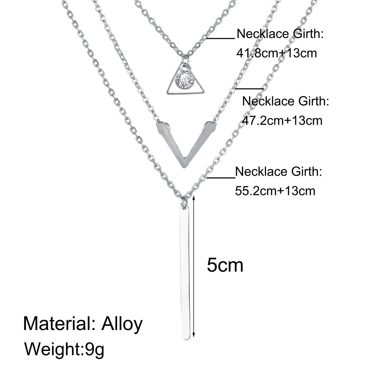 Rhinestone V-Neck Layered Necklace