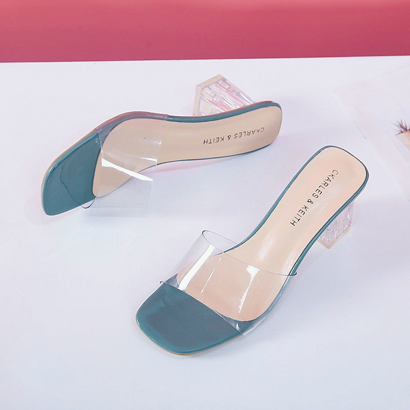 Slippers high heels crystal