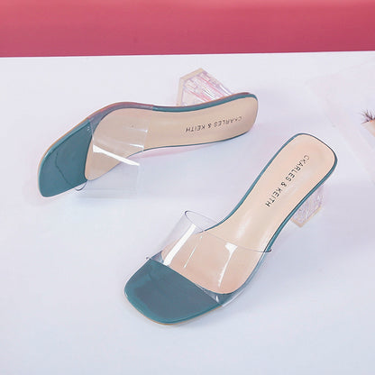 Slippers high heels crystal