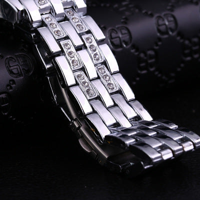 Geneva Fully Diamond-Set Steel Band Watch