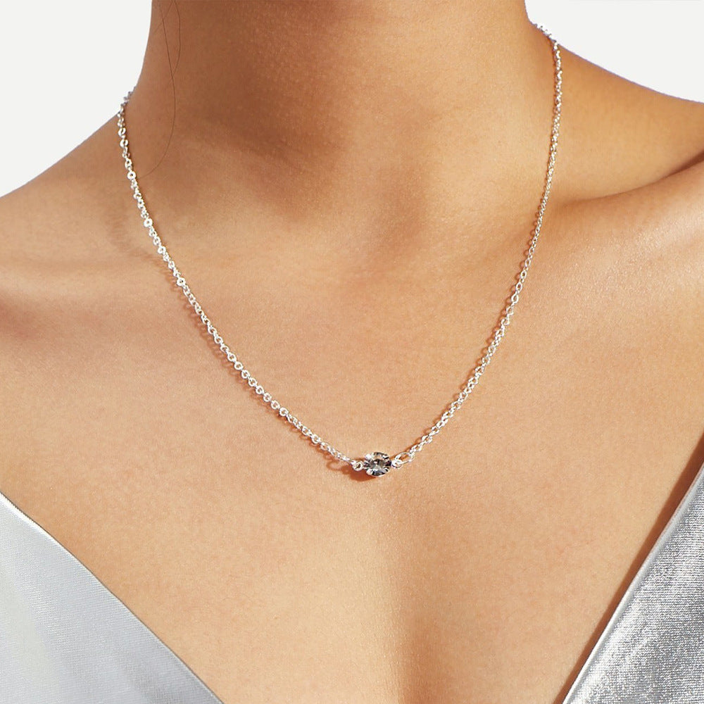 Collar de diamantes simple retro collar de clavícula 