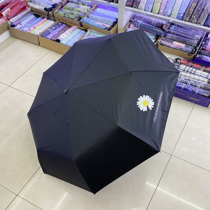 Paraguas automático con protección solar y estampado de margaritas 