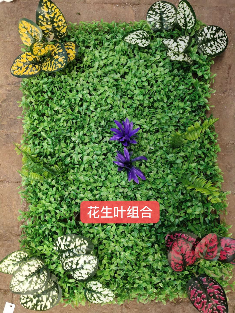 Artificial turf green wall flower wall