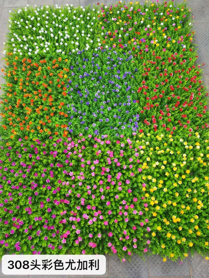 Artificial turf green wall flower wall