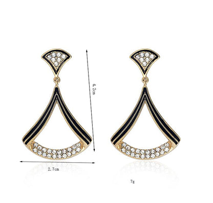 925 Silver Needle Fan Pendant Earrings