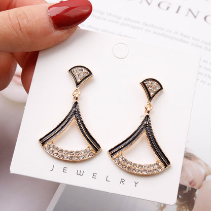 925 Silver Needle Fan Pendant Earrings