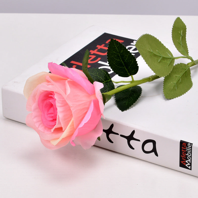 Artificial rose single branch crushed ice blue artificial flower