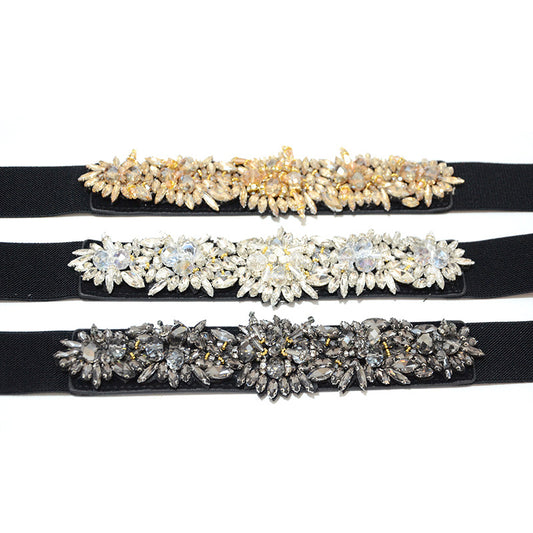 fashion Rhinestone inlaid rice bead belt