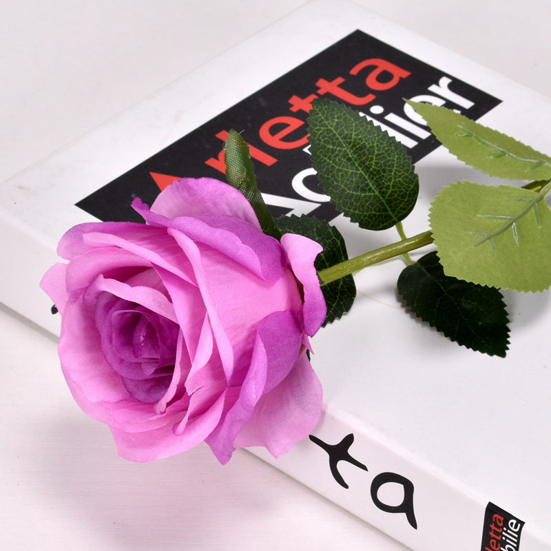 Artificial rose single branch crushed ice blue artificial flower