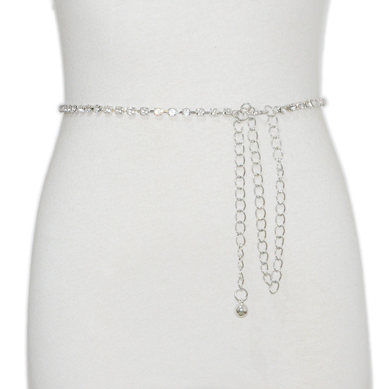Single row diamond rhinestone inlaid waist chain spot