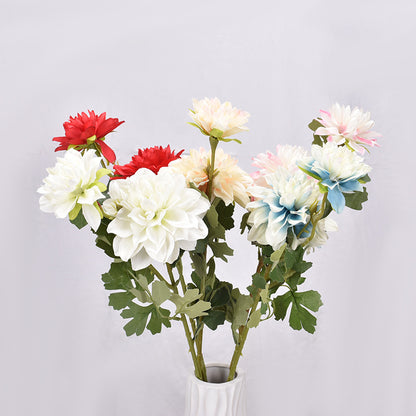 Ramo artificial de crisantemo dalia de 2 cabezas de estilo europeo 
