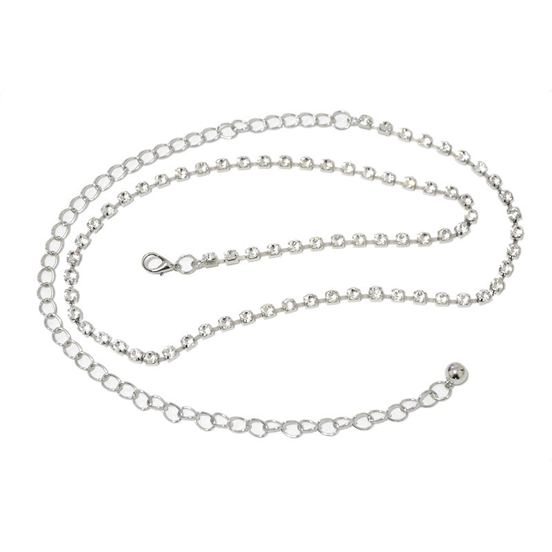 Single row diamond rhinestone inlaid waist chain spot