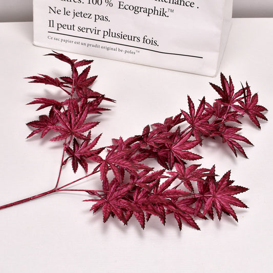 Simulación de hoja de arce, flor falsa, hoja de rama de árbol de plástico artificial 