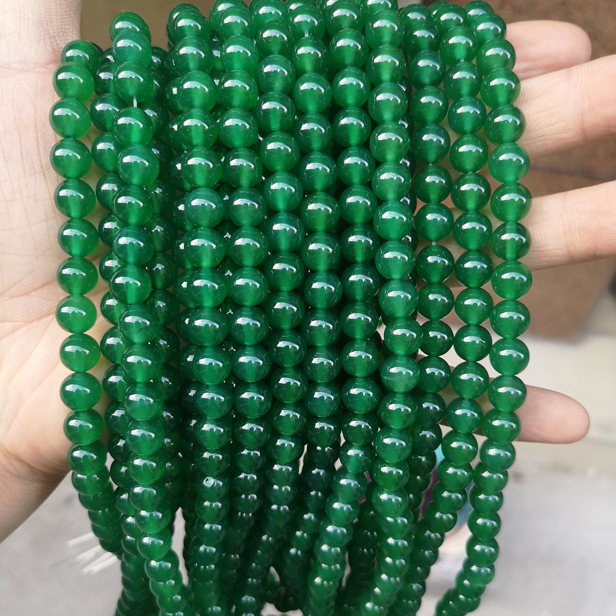 Green agate loose beads