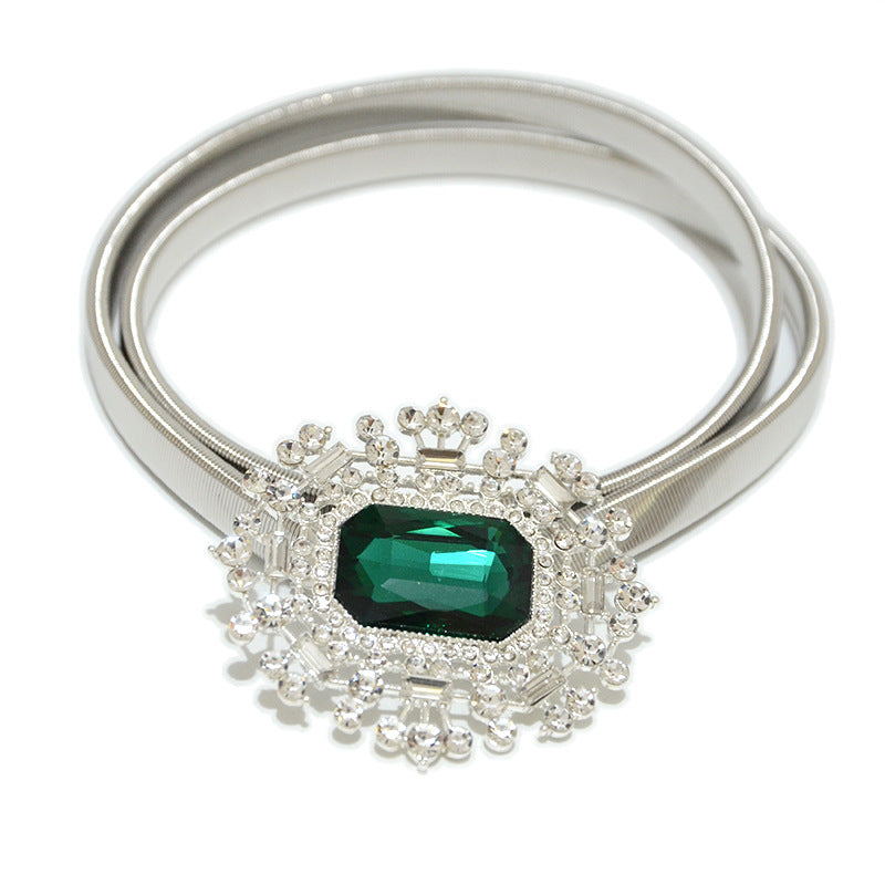 Green Pei Cui Rhinestone Fine Belt