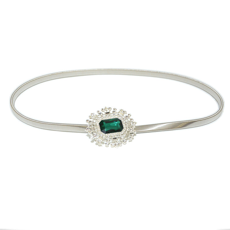 Green Pei Cui Rhinestone Fine Belt