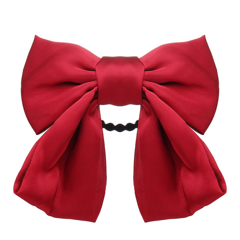 French retro romantic big red bow hairpin