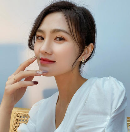 925 Silver Needle Bow Imitation Pearl Earrings