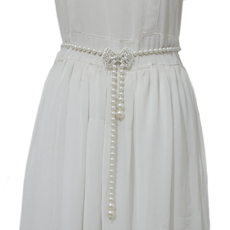 Pearl thin belt female sweet