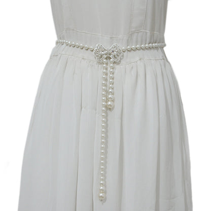 Pearl thin belt female sweet