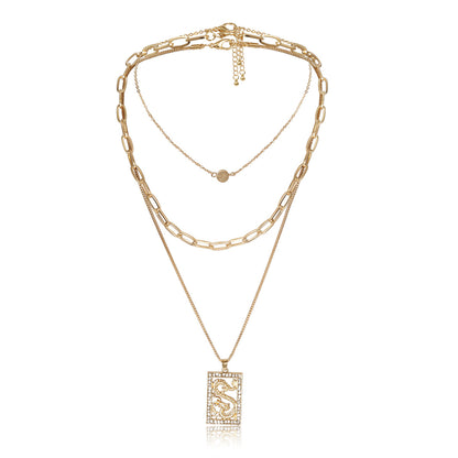 Collar de diamantes de imitación con forma de dragón hueco estilo punk 