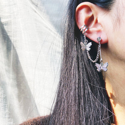 Clip de oreja de aleación simple de metal plateado 