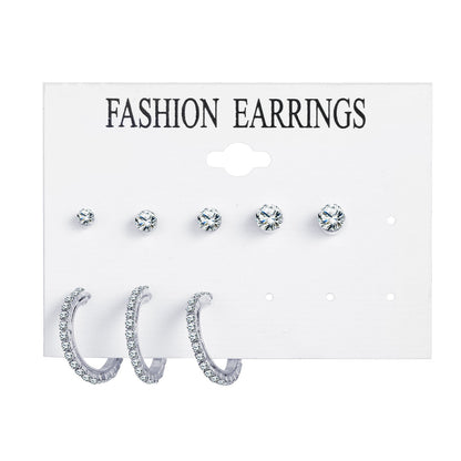 8-piece set of creative retro simple metal earrings