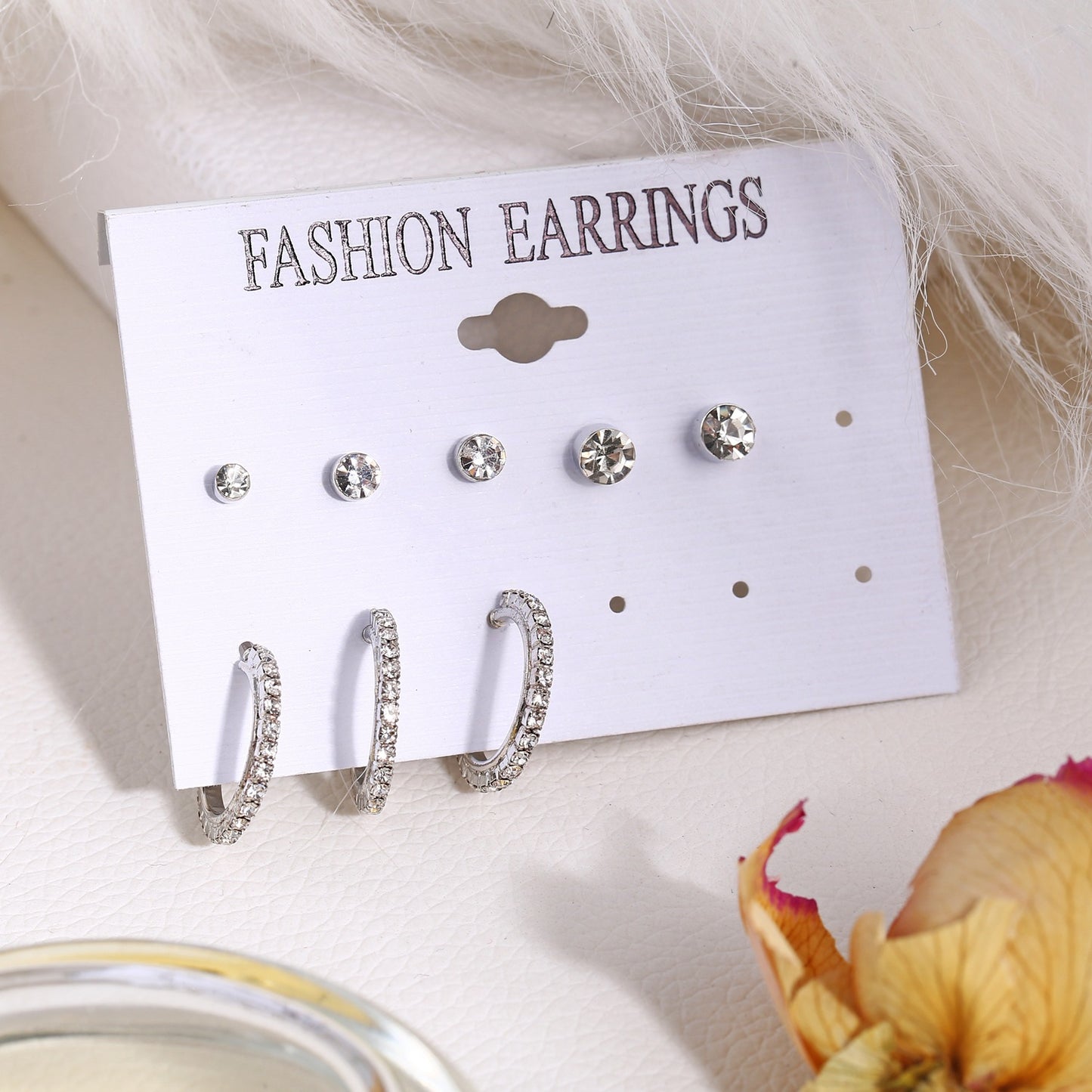 8-piece set of creative retro simple metal earrings