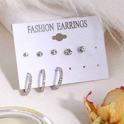 8-piece set of creative retro simple metal earrings