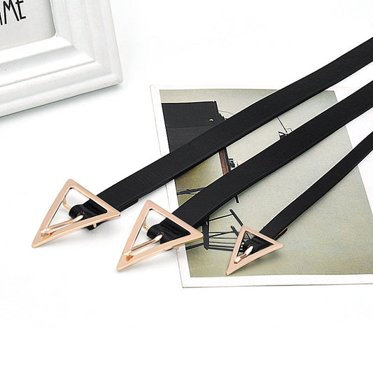 Snap button thin belt triangular button head