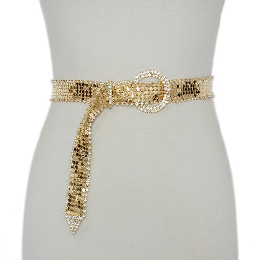 Shiny Rhinestone Metal Waist Chain