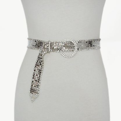 Shiny Rhinestone Metal Waist Chain