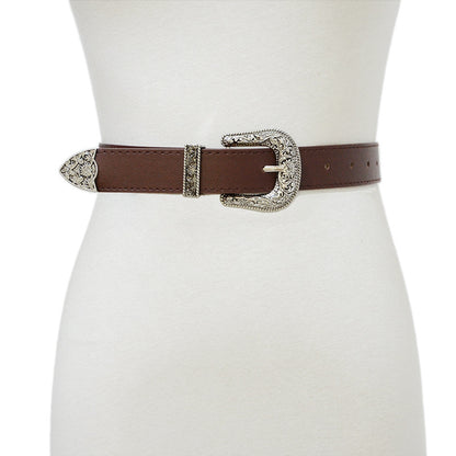 D-shaped retro pin buckle belt