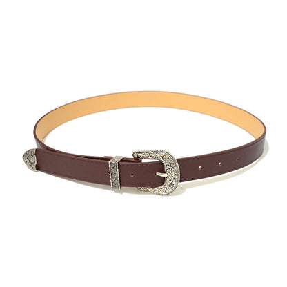 D-shaped retro pin buckle belt