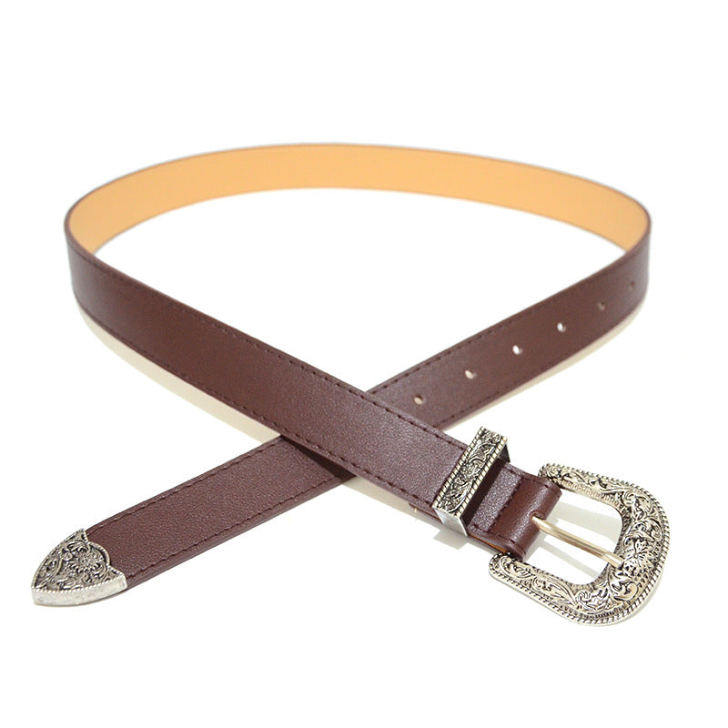 D-shaped retro pin buckle belt