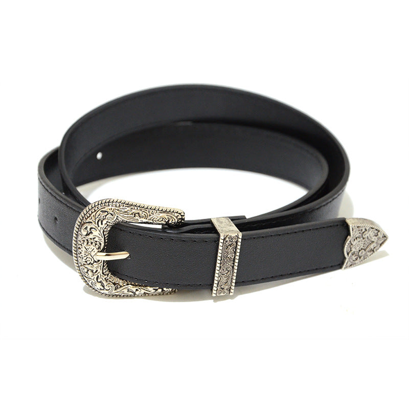 D-shaped retro pin buckle belt