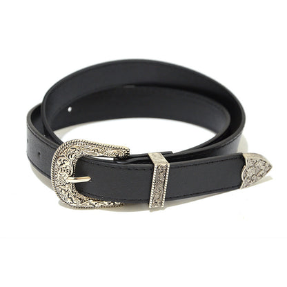 D-shaped retro pin buckle belt