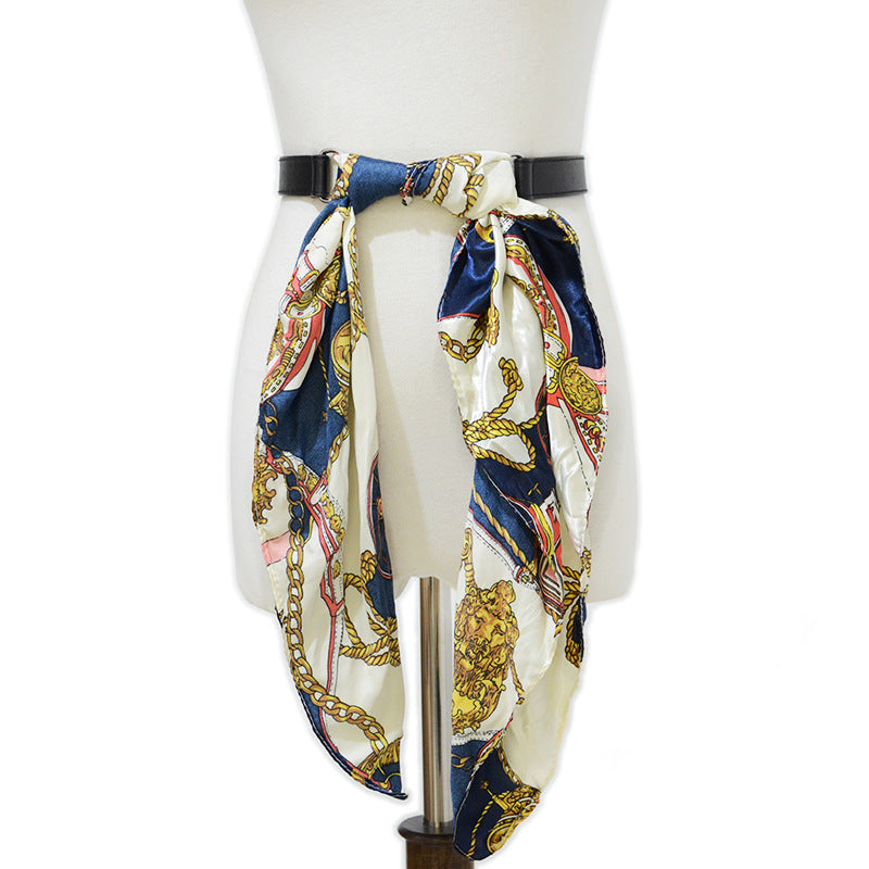 Belt silk scarf colored belt