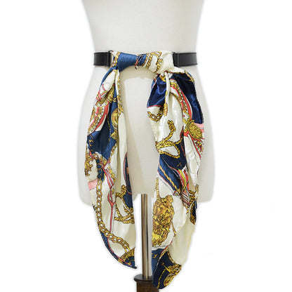 Belt silk scarf colored belt