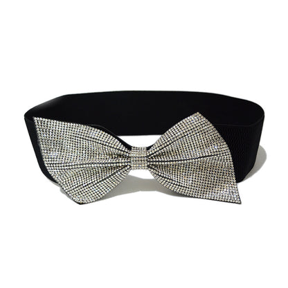 Rhinestone inlaid bow belt