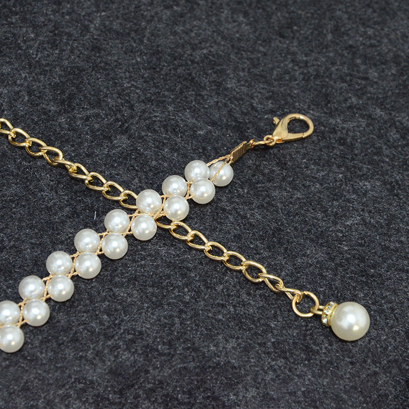 Pearl String Sewn Metal Belt