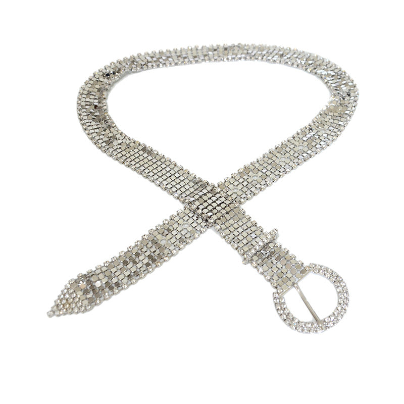 Shiny Rhinestone Metal Waist Chain