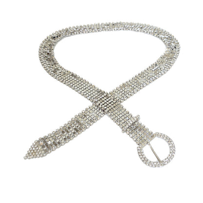 Shiny Rhinestone Metal Waist Chain