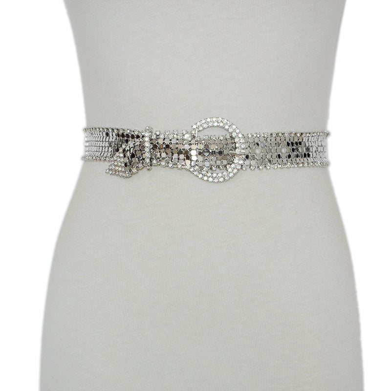 Shiny Rhinestone Metal Waist Chain