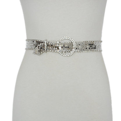 Shiny Rhinestone Metal Waist Chain
