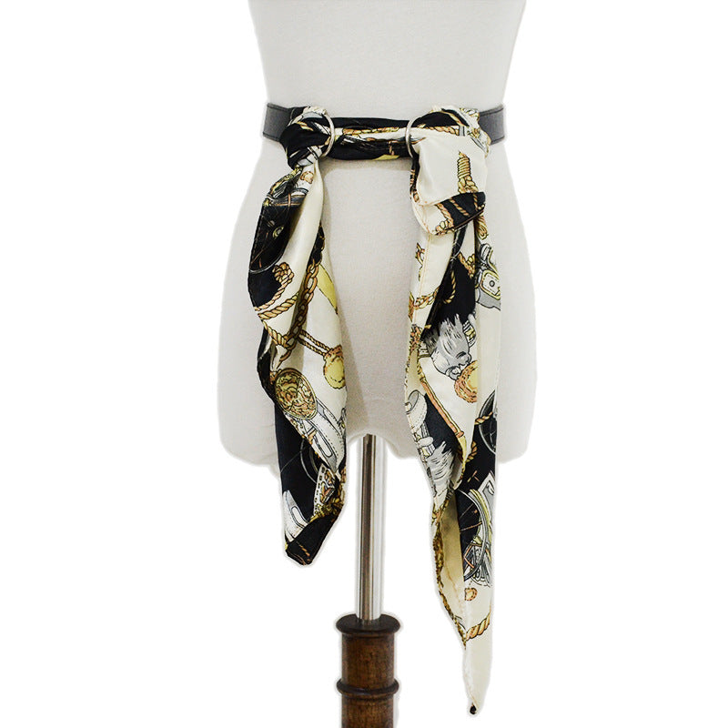 Belt silk scarf colored belt