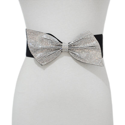 Rhinestone inlaid bow belt